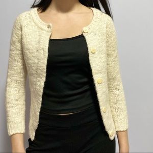 Wool blend white knit cardigan Zara